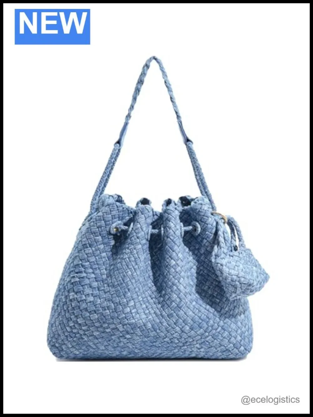 Woven Hobo Shoulder Bag Tote Handbag with Clutch and Coin Purse